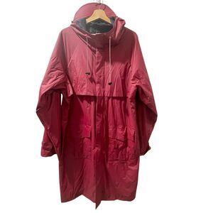 Vintage LL Bean Maine Guide Men Regular M Raincoat Slicker Parka Red Hooded PVC